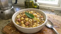 Pasta e lenticchie cremosa in una pentola sola: con pancetta, patata e salvia