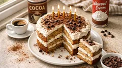 Torta di compleanno al caffè e panna: soffice, cremosa e facile da preparare in anticipo