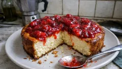 Torta ricotta e fragole senza farina: cremosa e leggera, con composta veloce