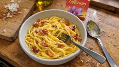 Pasta speck e zafferano: cremosa e pronta in poco tempo