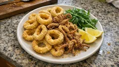 Calamari fritti in friggitrice ad aria: croccanti e leggeri con panatura di semola e mais