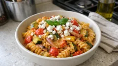 Pasta con crema di verdure estive arrosto e feta: il trucco del forno per un condimento vellutato
