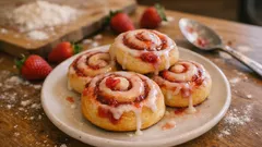 Girelle glassate alle fragole: soffici, cremose e perfette per la colazione